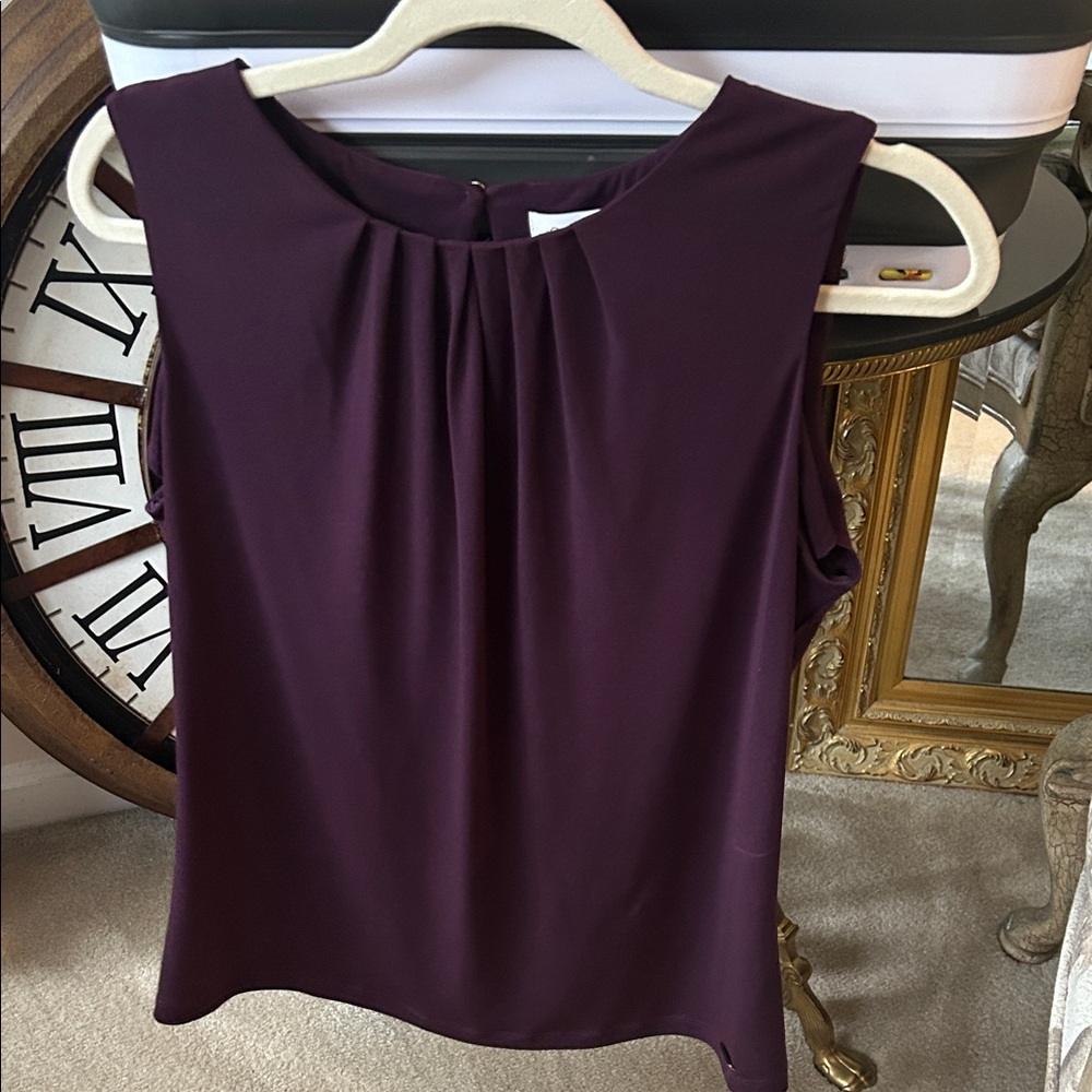 Calvin Klein Deep Purple Sleeveless Blouse